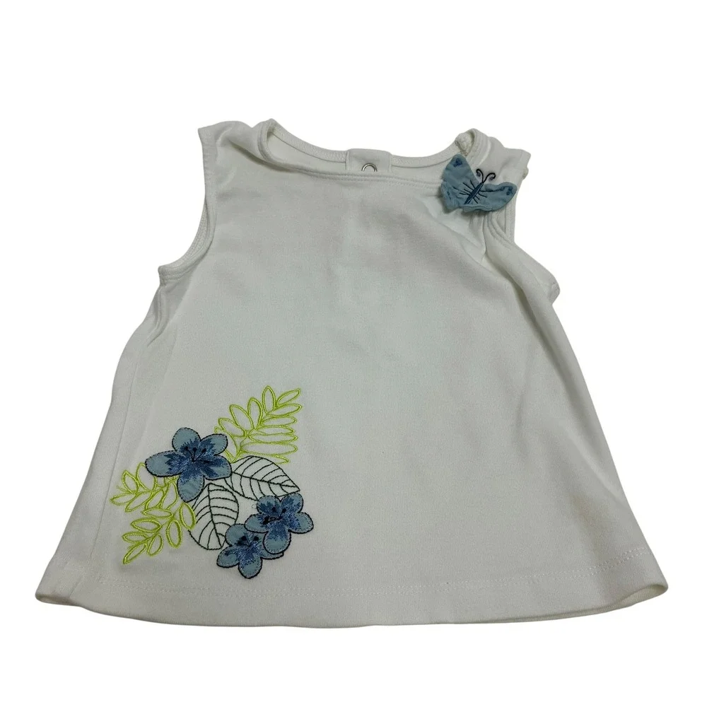 Gymboree Girls 2T Tropical Paradise Skort Set White Green Butterfly 2pc Outfit